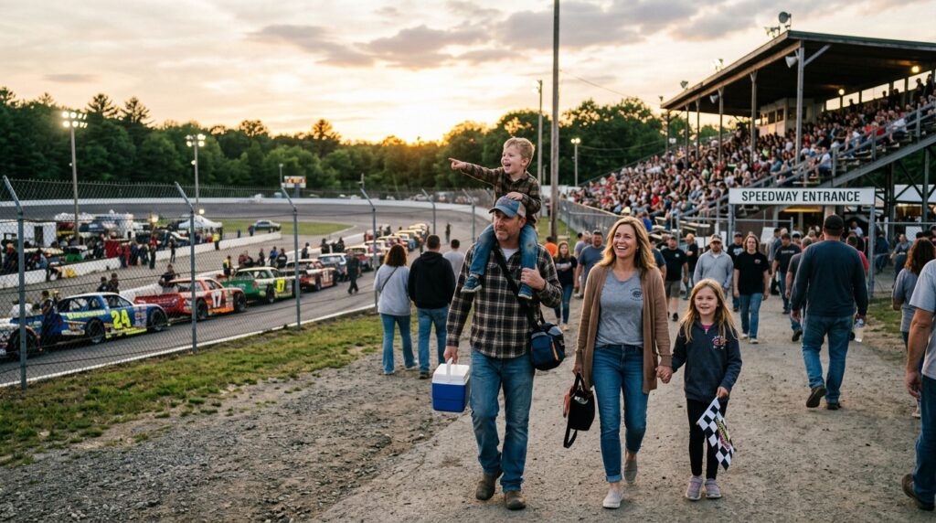 Fans arriving for truck race night