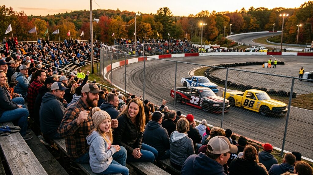 Fans watching pickup truck race